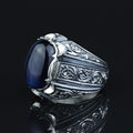 925 Sterling Silver Handmade Blue Tiger Eye Gemstone Ottoman Style Ring