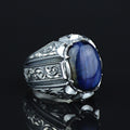 925 Sterling Silver Handmade Blue Tiger Eye Gemstone Ottoman Style Ring