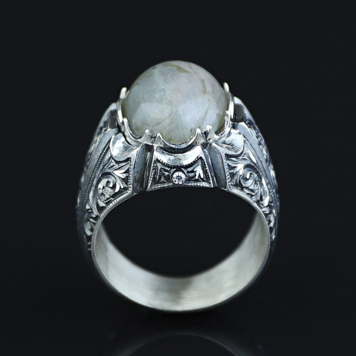 925 Silver Handmade Labradorite Gemstone Ottoman Style Ring