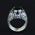 925 Sterling Silver Men Oval Peridot Gemstone Ottoman Style Ring