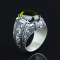 925 Sterling Silver Men Oval Peridot Gemstone Ottoman Style Ring