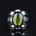 925 Sterling Silver Men Oval Peridot Gemstone Ottoman Style Ring