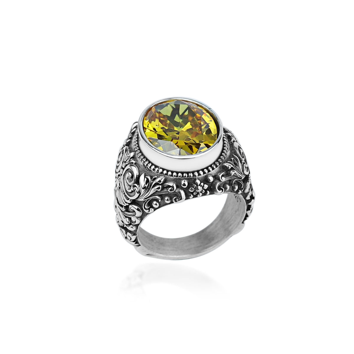 925 Sterling Silver Handmade Oval Citrine Gemstone Ring