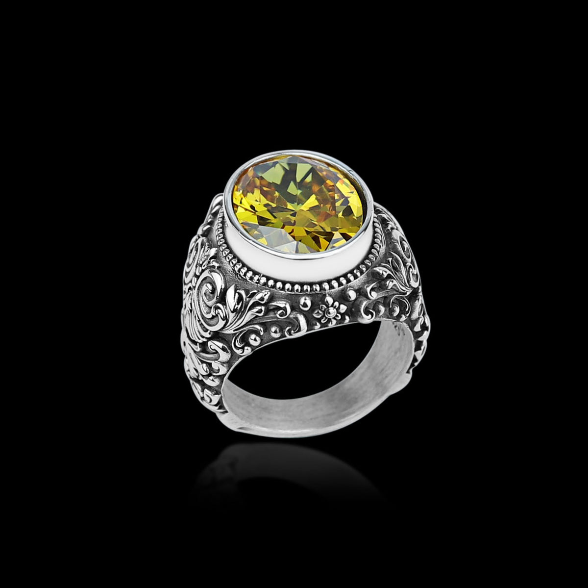 925 Sterling Silver Handmade Oval Citrine Gemstone Ring