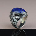 Men Handmade Large Natural Lapis Lazuli Gemstone Ring
