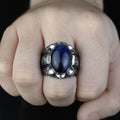 925 Sterling Silver Handmade Blue Tiger Eye Gemstone Ottoman Style Ring