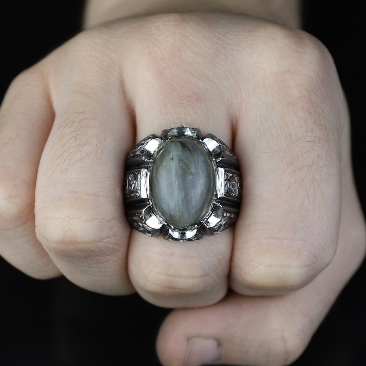 925 Silver Handmade Labradorite Gemstone Ottoman Style Ring