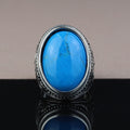 Men Handmade Large Natural Turquoise Gemstone 925 Sterling Silver Ring