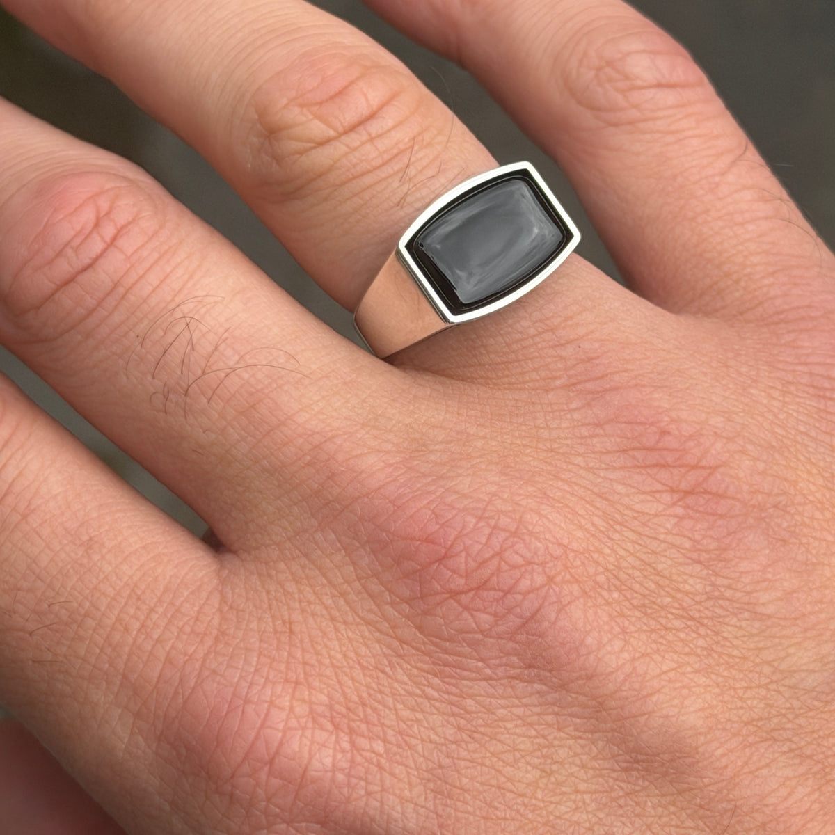 925 Sterling Silver Black Onyx Signet Ring