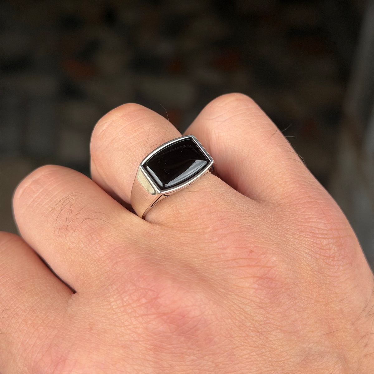 925 Sterling Silver Black Onyx Signet Ring
