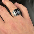 925 Sterling Silver Black Onyx Signet Ring for Men