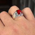 925 Sterling Silver Red Garnet Ring for Men