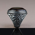 Men Handmade Engraved Tiger Eye Gemstone Ring