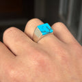 925 Sterling Silver Square Turquoise Signet Ring