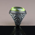 Anillo de plata de ley 925 con gema de peridoto verde para hombre