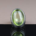 Anillo de plata de ley 925 con gema de peridoto verde para hombre