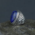 Men Handmade Large Natural Lapis Lazuli Gemstone Ring