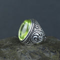 Anillo de plata de ley 925 con gema de peridoto verde para hombre