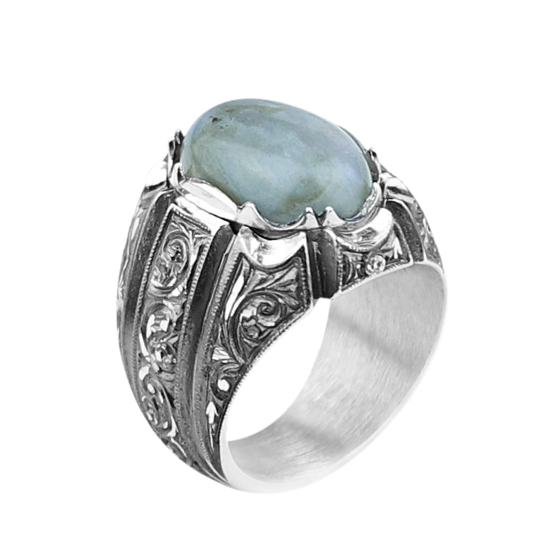 925 Silver Handmade Labradorite Gemstone Ottoman Style Ring