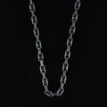 925 Sterling Silver Black Stone Engraved Vintage Chain Necklace