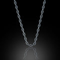 925 Sterling Silver Black Stone Engraved Vintage Chain Necklace