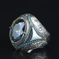 925 Silver Mystic Topaz Ring, Men Handmade Ring, Turkish Handmade Silver Men Ring, Colorized Stone Ring