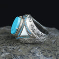 925 Sterling Silver Turquoise Ring, Men Turquoise Ring, Handcrafted Ottoman Men Ring, Vintage Men Handmade Ring