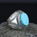 925 Sterling Silver Turquoise Ring, Men Turquoise Ring, Handcrafted Ottoman Men Ring, Vintage Men Handmade Ring