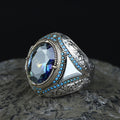 925 Silver Mystic Topaz Ring, Men Handmade Ring, Turkish Handmade Silver Men Ring, Colorized Stone Ring