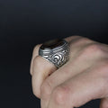 Men Handmade Engraved Tiger Eye Gemstone Ring