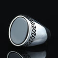 925 Sterling Silver Oval Black Onyx Signet Ring for Men