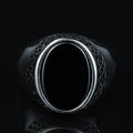 925 Sterling Silver Oval Black Onyx Signet Ring for Men