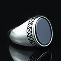 925 Sterling Silver Oval Black Onyx Signet Ring for Men