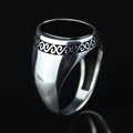 925 Sterling Silver Oval Black Onyx Signet Ring for Men