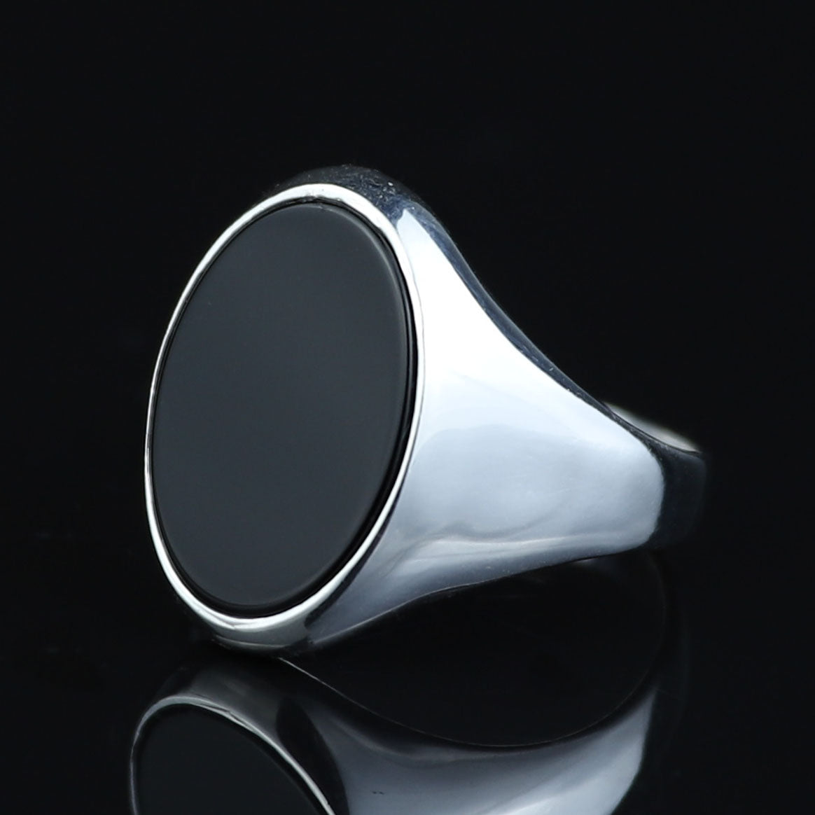 925 Sterling Silver Oval Onyx Signet Ring for Men