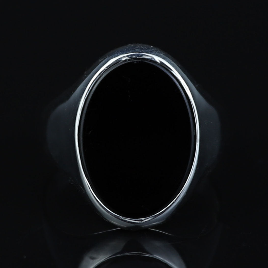 925 Sterling Silver Oval Onyx Signet Ring for Men