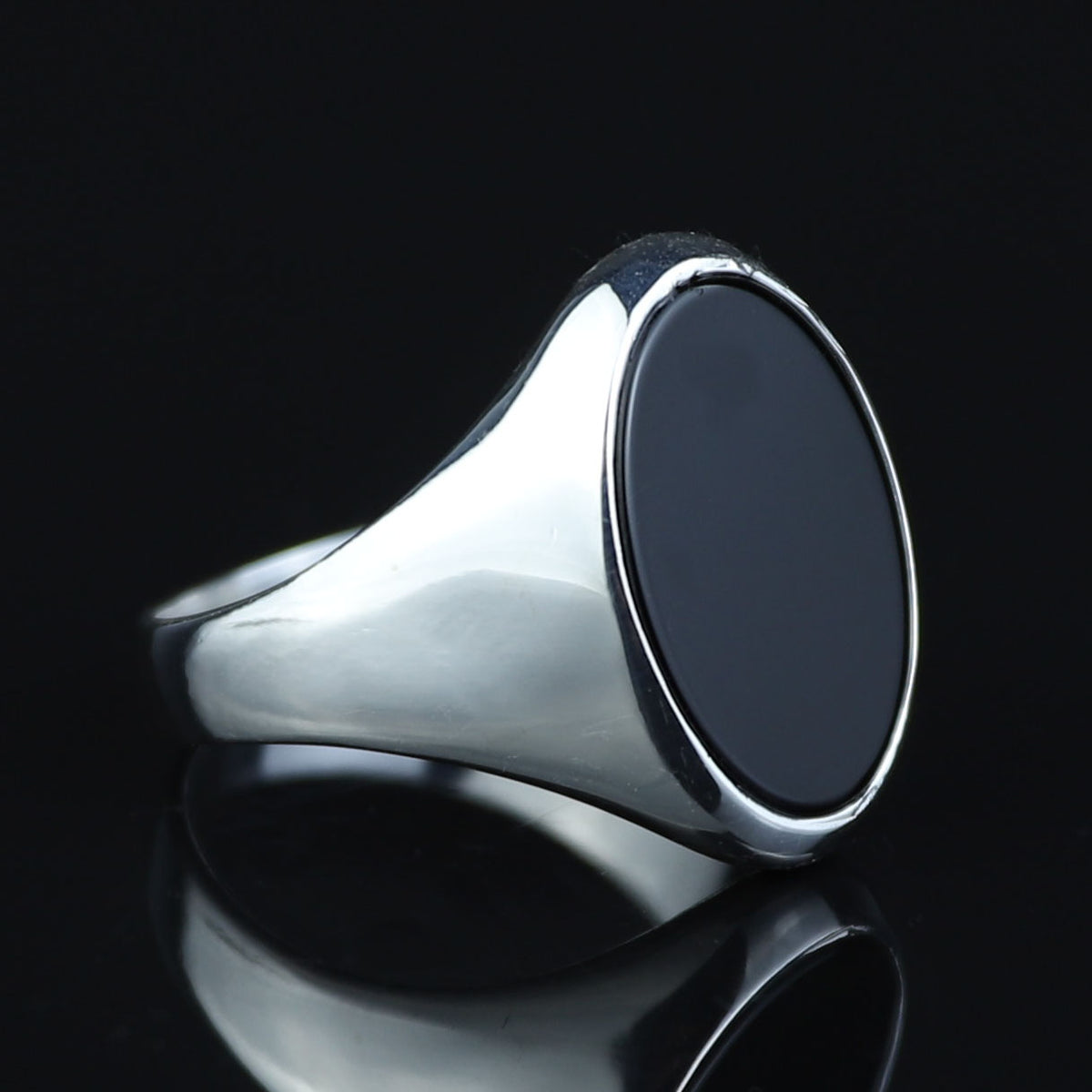 925 Sterling Silver Oval Onyx Signet Ring for Men