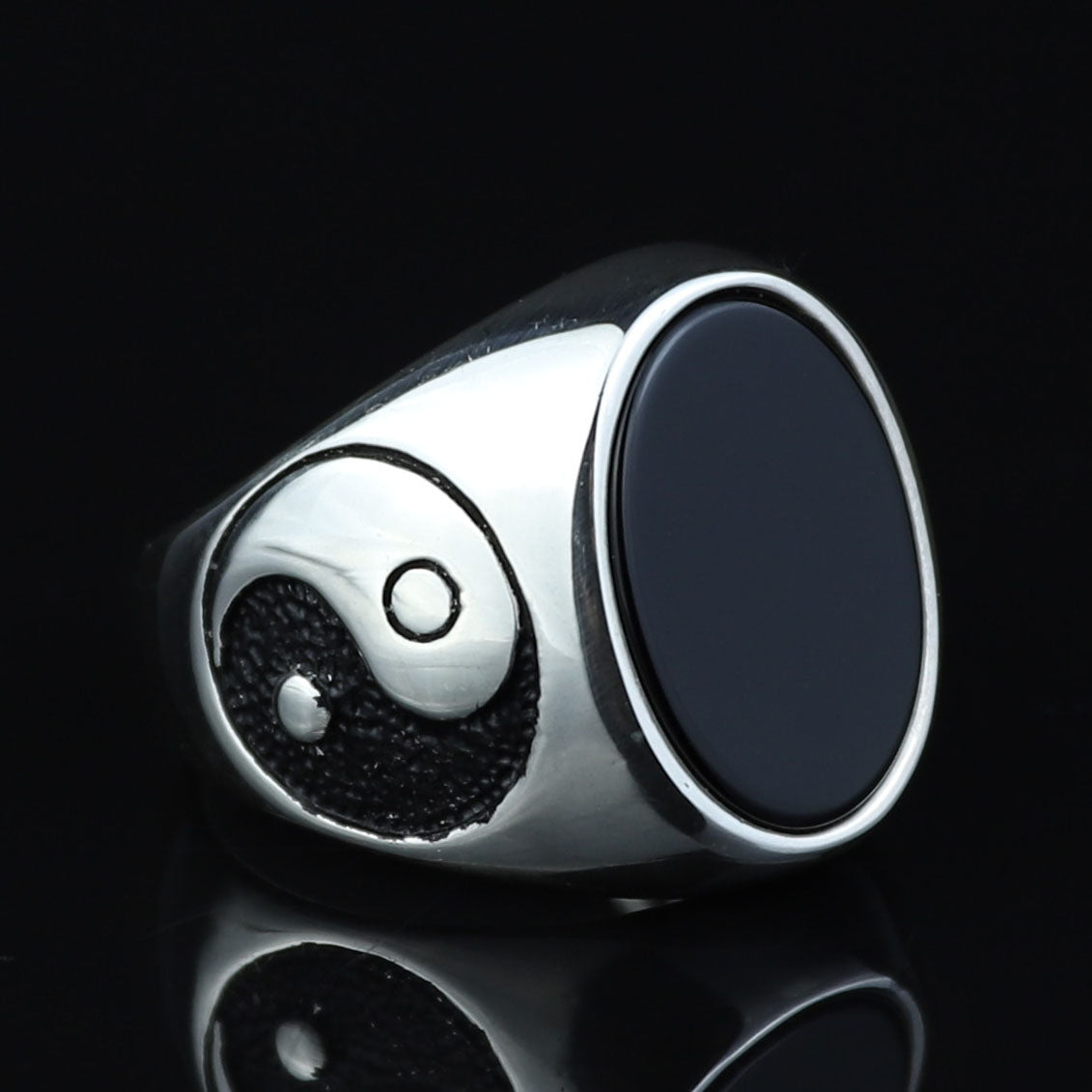 925 Sterling Silver Yin Yang Onyx Signet Ring – Unisex