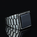 925 Sterling Silver Square Onyx Signet Ring for Men