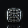 925 Sterling Silver Black CZ Square Signet Ring for Men