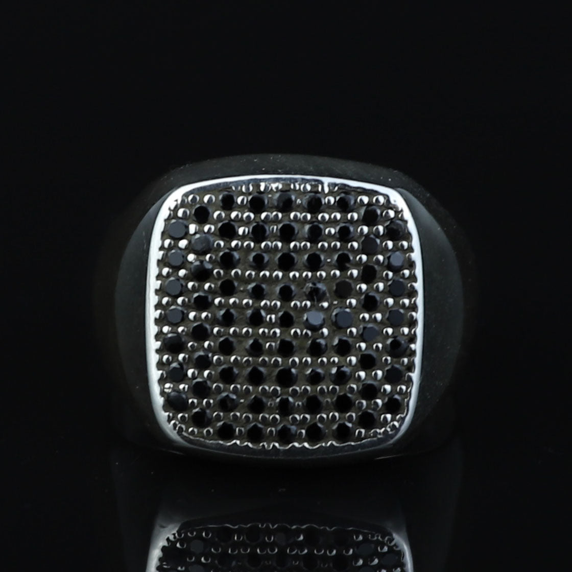 925 Sterling Silver Black CZ Square Signet Ring for Men