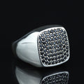925 Sterling Silver Black CZ Square Signet Ring for Men