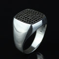 925 Sterling Silver Black CZ Square Signet Ring for Men