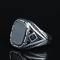 925 Sterling Silver Black Onyx Ring for Men