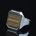 925 Sterling Silver Square Tiger Eye Signet Ring for Men