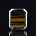 925 Sterling Silver Square Tiger Eye Signet Ring for Men