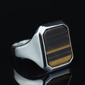 925 Sterling Silver Square Tiger Eye Signet Ring for Men
