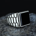 925 Sterling Silver Square Onyx Signet Ring for Men