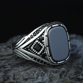 925 Sterling Silver Black Onyx Ring for Men