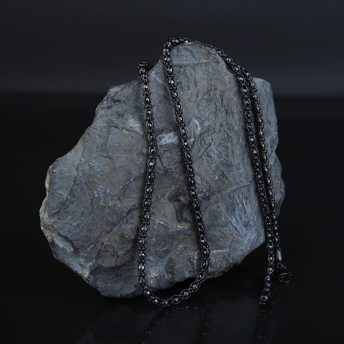 925 Sterling Silver Black Onyx Bead Chain Necklace for Men